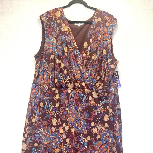 NWT Meri Skye Floral Maxi Dress Womens 4X Purple Paisley Sleeveless Stretch Boho - Picture 3 of 15